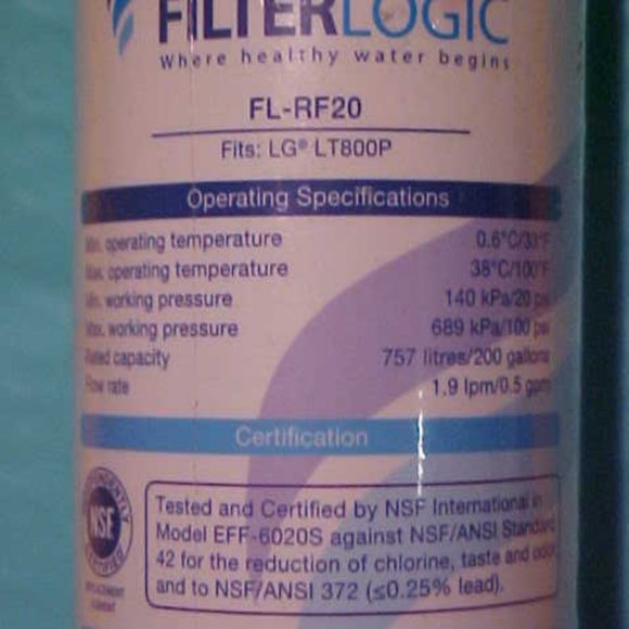 Replacement Ice & Water Filter for LG LT-800P by FilterLogic FL-RF20 - Picture 2 of 4